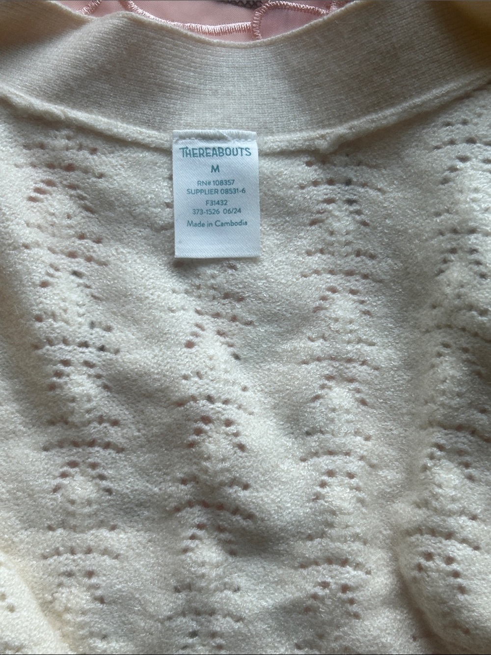 THEREABOUTS Cream Openwork Crewneck Sweater - Women's M